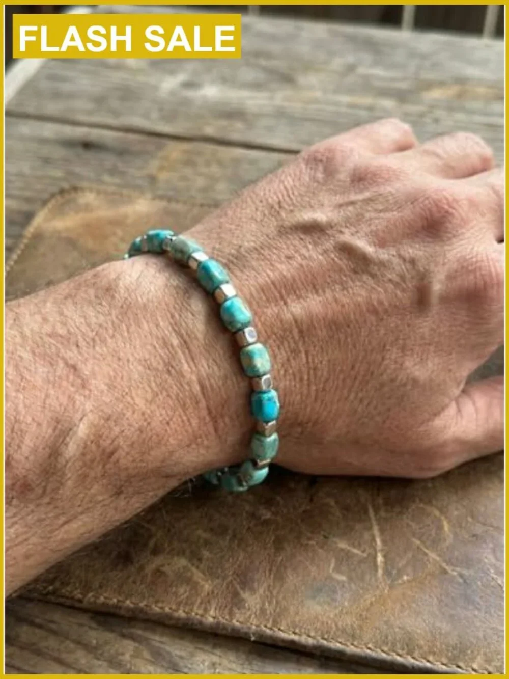 Turquoise Hematite Natural Stone Adjustable Western Bracelet